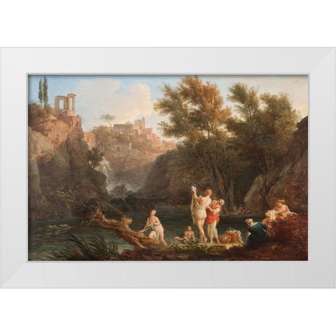 Four Times of the Day, Evening White Modern Wood Framed Art Print by Vernet, Claude Joseph