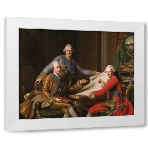 King Gustav III of Sweden and His Brothers White Modern Wood Framed Art Print by Roslin, Alexander