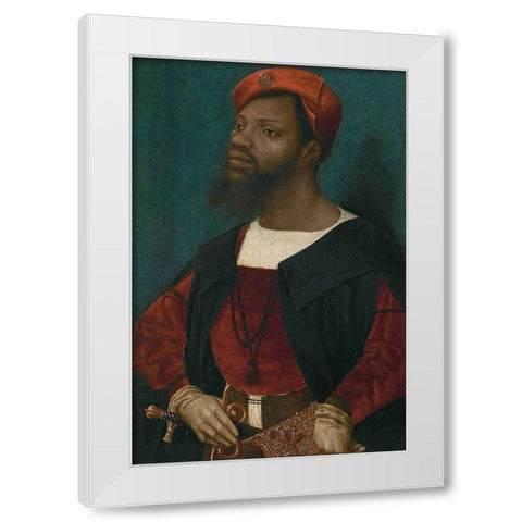 Portrait of an African Man White Modern Wood Framed Art Print by Mostaert, Jan