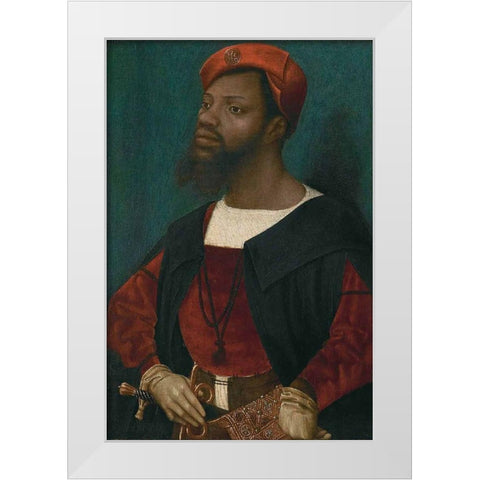Portrait of an African Man White Modern Wood Framed Art Print by Mostaert, Jan