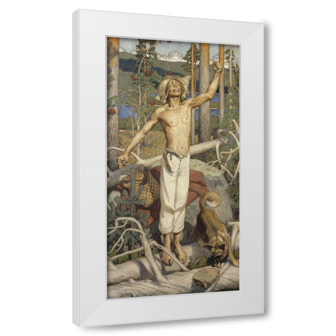 KullervoÂ Cursing White Modern Wood Framed Art Print by Gallen-Kallela, Akseli