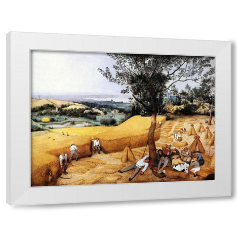 The Harvesters White Modern Wood Framed Art Print by Bruegel the Elder, Pieter
