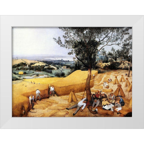 The Harvesters White Modern Wood Framed Art Print by Bruegel the Elder, Pieter