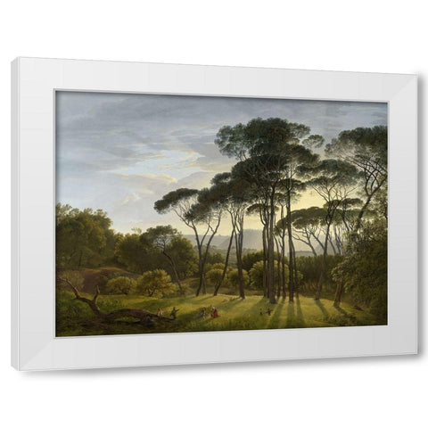 Italian Landscape with Umbrella Pines White Modern Wood Framed Art Print by Voogd, Hendrik