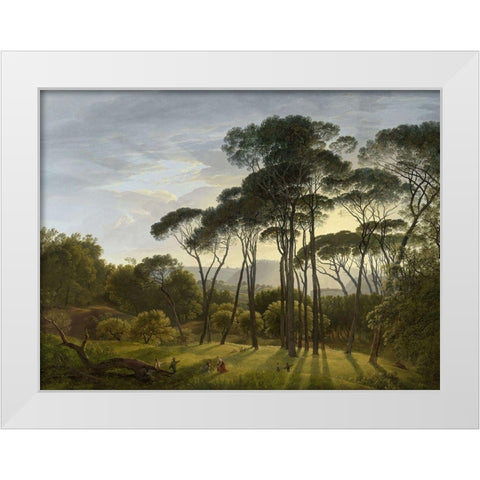 Italian Landscape with Umbrella Pines White Modern Wood Framed Art Print by Voogd, Hendrik