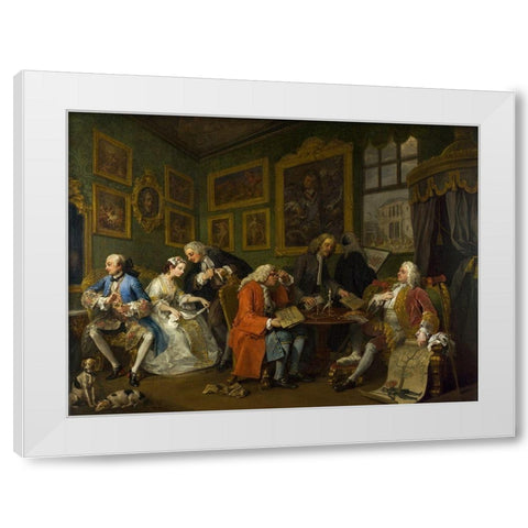 Marriage A la Mode 1 The Marriage Settlement White Modern Wood Framed Art Print by Hogarth, William