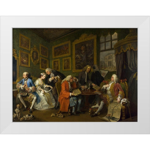 Marriage A la Mode 1 The Marriage Settlement White Modern Wood Framed Art Print by Hogarth, William