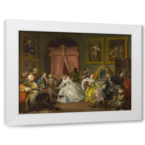 Marriage A la Mode 4 The Toilette White Modern Wood Framed Art Print by Hogarth, William