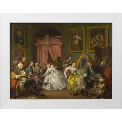 Marriage A la Mode 4 The Toilette White Modern Wood Framed Art Print by Hogarth, William