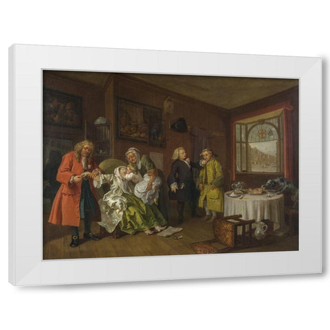 Marriage A la Mode 6 The Ladys Death White Modern Wood Framed Art Print by Hogarth, William