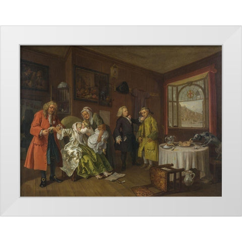 Marriage A la Mode 6 The Ladys Death White Modern Wood Framed Art Print by Hogarth, William