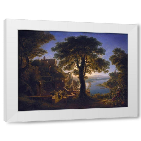 Castle by the River White Modern Wood Framed Art Print by Schinkel, Karl Friedrich