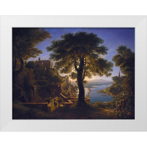 Castle by the River White Modern Wood Framed Art Print by Schinkel, Karl Friedrich