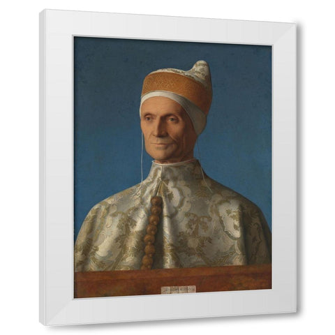 Portrait of Doge Leonardo Loredan White Modern Wood Framed Art Print by Bellini, Giovanni