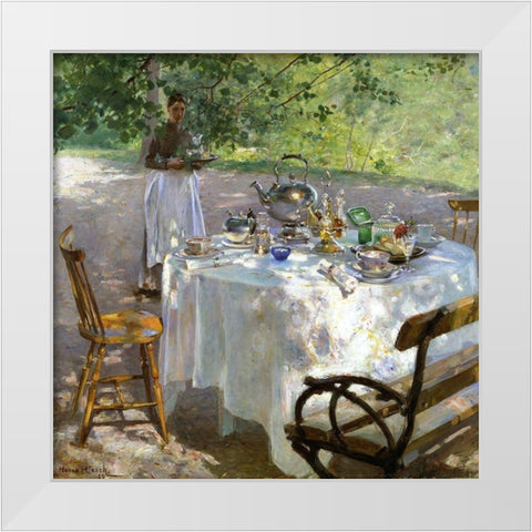 Breakfast Time White Modern Wood Framed Art Print by Hirsch-Pauli, Hanna