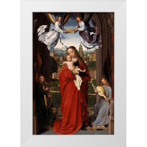 Virgin and Child with Four Angels White Modern Wood Framed Art Print by David, Gerard