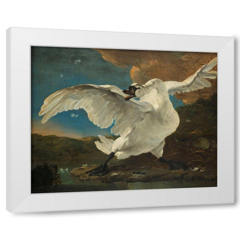 The Threatened Swan White Modern Wood Framed Art Print by Asselijn, Jan