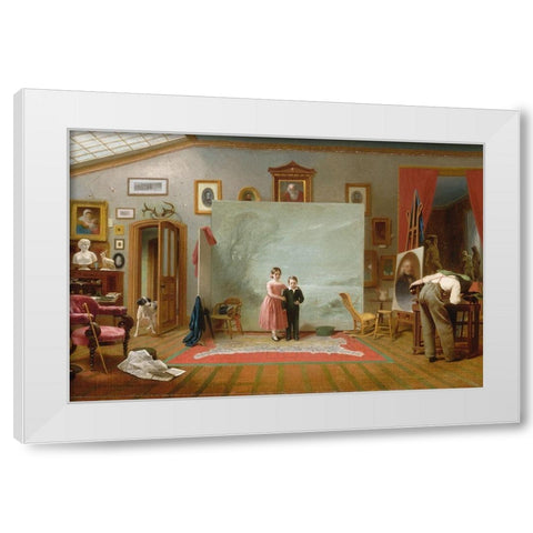 Interior with Portraits White Modern Wood Framed Art Print by Le Clear, Thomas