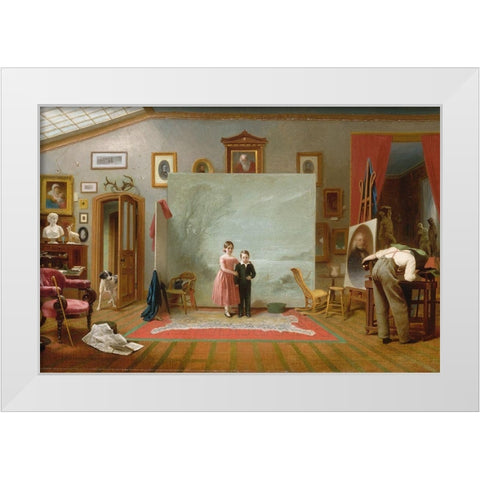 Interior with Portraits White Modern Wood Framed Art Print by Le Clear, Thomas