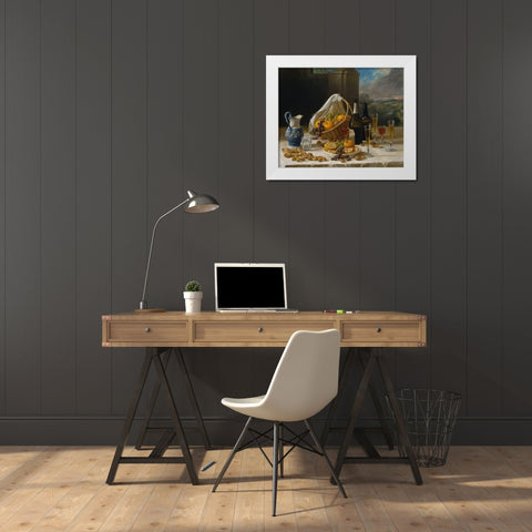 Luncheon Still Life White Modern Wood Framed Art Print by Francis, John F