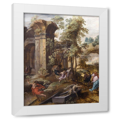 The Miracle at the Grave ofÂ Elisha White Modern Wood Framed Art Print by Nagel, Jan