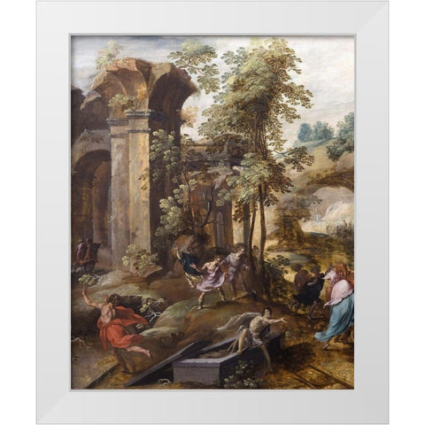 The Miracle at the Grave ofÂ Elisha White Modern Wood Framed Art Print by Nagel, Jan