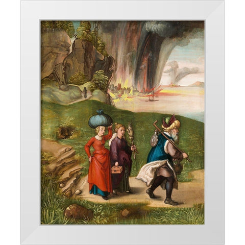 Lots FlightÂ atÂ Haller Madonna White Modern Wood Framed Art Print by Durer, Albrecht