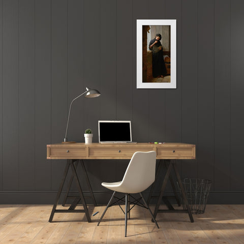 Longing at Saudade White Modern Wood Framed Art Print by de Almeida Junior, Jose Ferraz