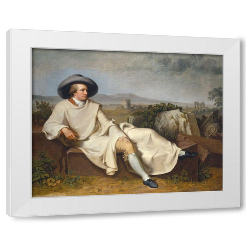 Goethe in the Roman Campagna White Modern Wood Framed Art Print by Tischbein, Johann Heinrich Wilhelm