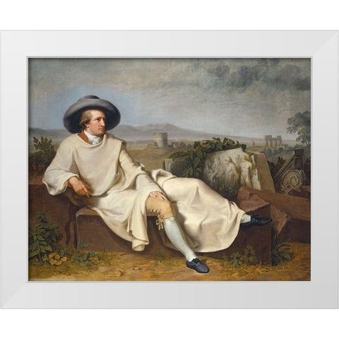Goethe in the Roman Campagna White Modern Wood Framed Art Print by Tischbein, Johann Heinrich Wilhelm