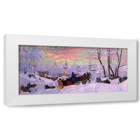 Shrovetide White Modern Wood Framed Art Print by Kustodiev, Boris