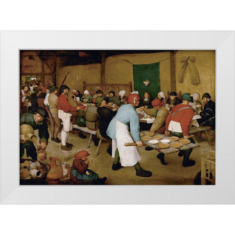 The Peasant Wedding White Modern Wood Framed Art Print by Bruegel the Elder, Pieter