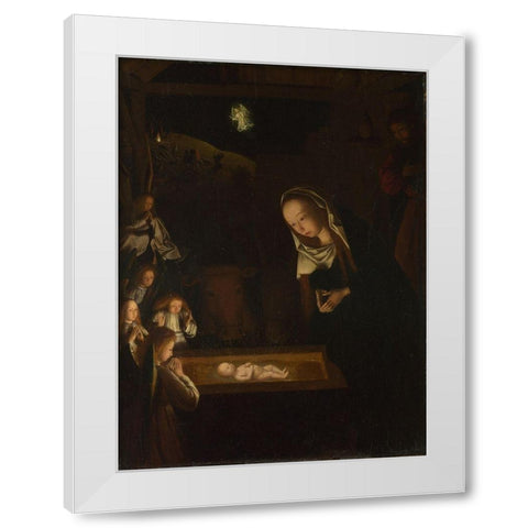 Nativity at Night White Modern Wood Framed Art Print by tot Sint Jans, Geertgen