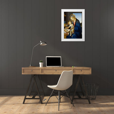 Madonna of the Book White Modern Wood Framed Art Print by Botticelli, Sandro