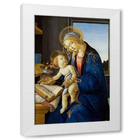 Madonna of the Book White Modern Wood Framed Art Print by Botticelli, Sandro