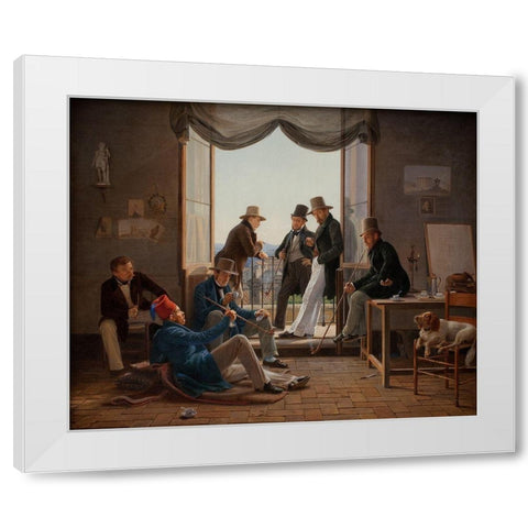 A Group of Danish Artists in Rome White Modern Wood Framed Art Print by Hansen, Constantin