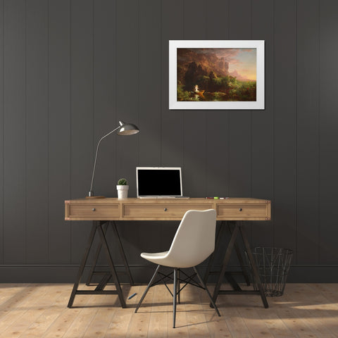 The Voyage of Life Childhood White Modern Wood Framed Art Print by Cole, Thomas