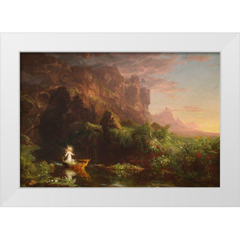 The Voyage of Life Childhood White Modern Wood Framed Art Print by Cole, Thomas