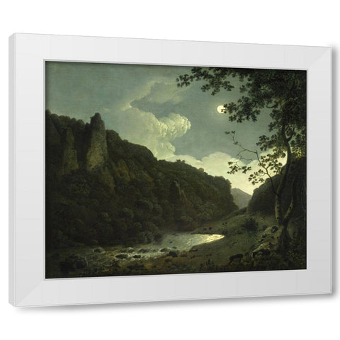 Dovedale by Moonlight White Modern Wood Framed Art Print by Wright, Joseph