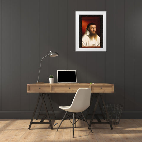 Portrait of a Carthusian White Modern Wood Framed Art Print by Christus, Petrus