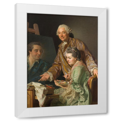 Self-portrait with his wife, Marie-Suzanne Giroust, painting Henrik Wilhelm Peill White Modern Wood Framed Art Print by Roslin, Alexander