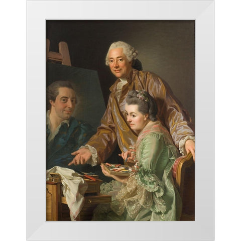 Self-portrait with his wife, Marie-Suzanne Giroust, painting Henrik Wilhelm Peill White Modern Wood Framed Art Print by Roslin, Alexander