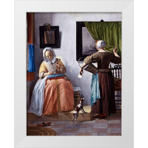 Woman Reading a Letter White Modern Wood Framed Art Print by Metsu, Gabriel