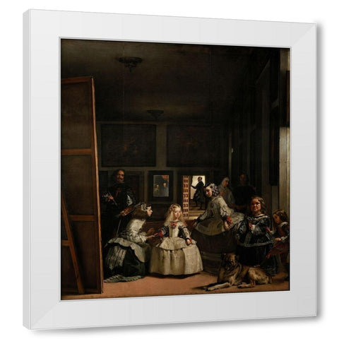 Las Meninas White Modern Wood Framed Art Print by Valazquez, Diego