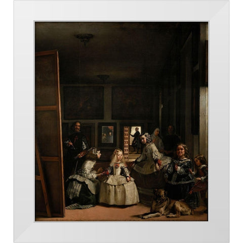 Las Meninas White Modern Wood Framed Art Print by Valazquez, Diego