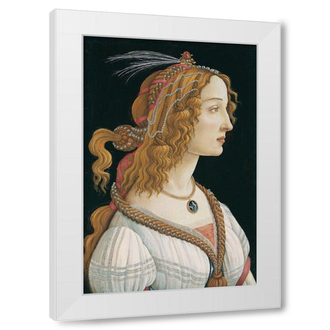 Portrait of a Young Woman White Modern Wood Framed Art Print by Botticelli, Sandro