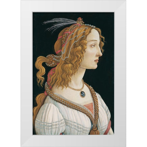 Portrait of a Young Woman White Modern Wood Framed Art Print by Botticelli, Sandro