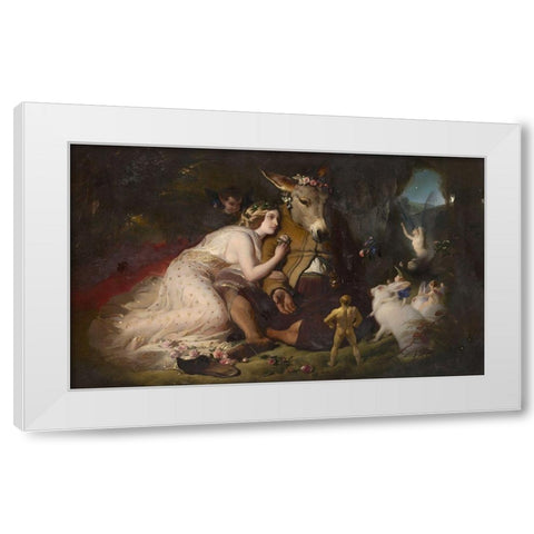 Scene from A Midsummer Nights Dream White Modern Wood Framed Art Print by Landseer, Edwin