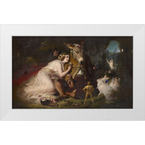 Scene from A Midsummer Nights Dream White Modern Wood Framed Art Print by Landseer, Edwin