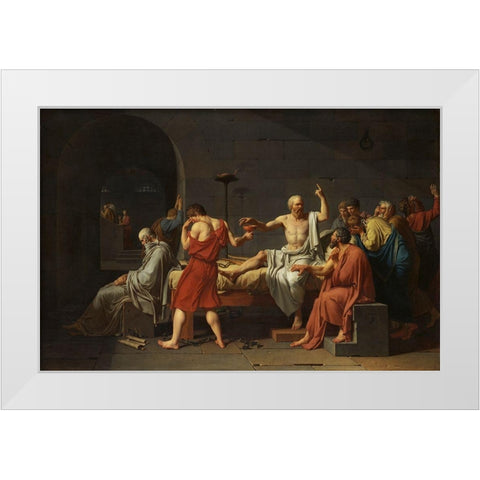 The Death of Socrates White Modern Wood Framed Art Print by David, Jacques-Louis